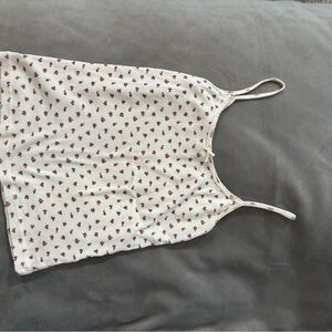 Brandy Melville Cream Tank with Red Floral Design